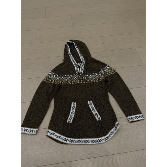 Alpaca Exotic Imports Sweater Brown Black Fair Isle Wool Tunic Small - Picture 1 of 6